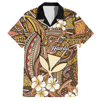 Personalised Hawaii Tribal Humpback Whale Family Matching Mermaid Dress and Hawaiian Shirt Melemele Hibiscus Seamless Pattern LT9 Dad's Shirt - Short Sleeve Gold - Polynesian Pride