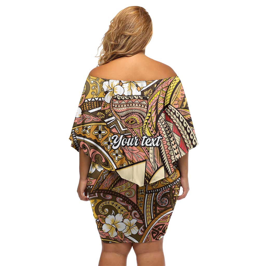 Personalised Hawaii Tribal Humpback Whale Family Matching Off Shoulder Short Dress and Hawaiian Shirt Melemele Hibiscus Seamless Pattern LT9 - Polynesian Pride