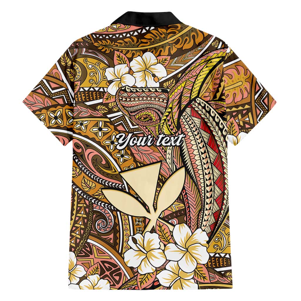 Personalised Hawaii Tribal Humpback Whale Hawaiian Shirt Melemele Hibiscus Seamless Pattern
