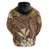 Personalised Hawaii Tribal Humpback Whale Hoodie Melemele Hibiscus Seamless Pattern