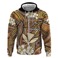 Personalised Hawaii Tribal Humpback Whale Hoodie Melemele Hibiscus Seamless Pattern