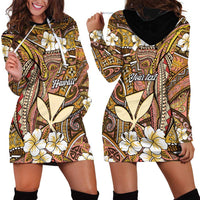Personalised Hawaii Tribal Humpback Whale Hoodie Dress Melemele Hibiscus Seamless Pattern