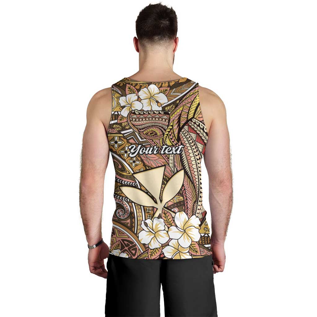 Personalised Hawaii Tribal Humpback Whale Men Tank Top Melemele Hibiscus Seamless Pattern