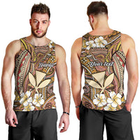 Personalised Hawaii Tribal Humpback Whale Men Tank Top Melemele Hibiscus Seamless Pattern