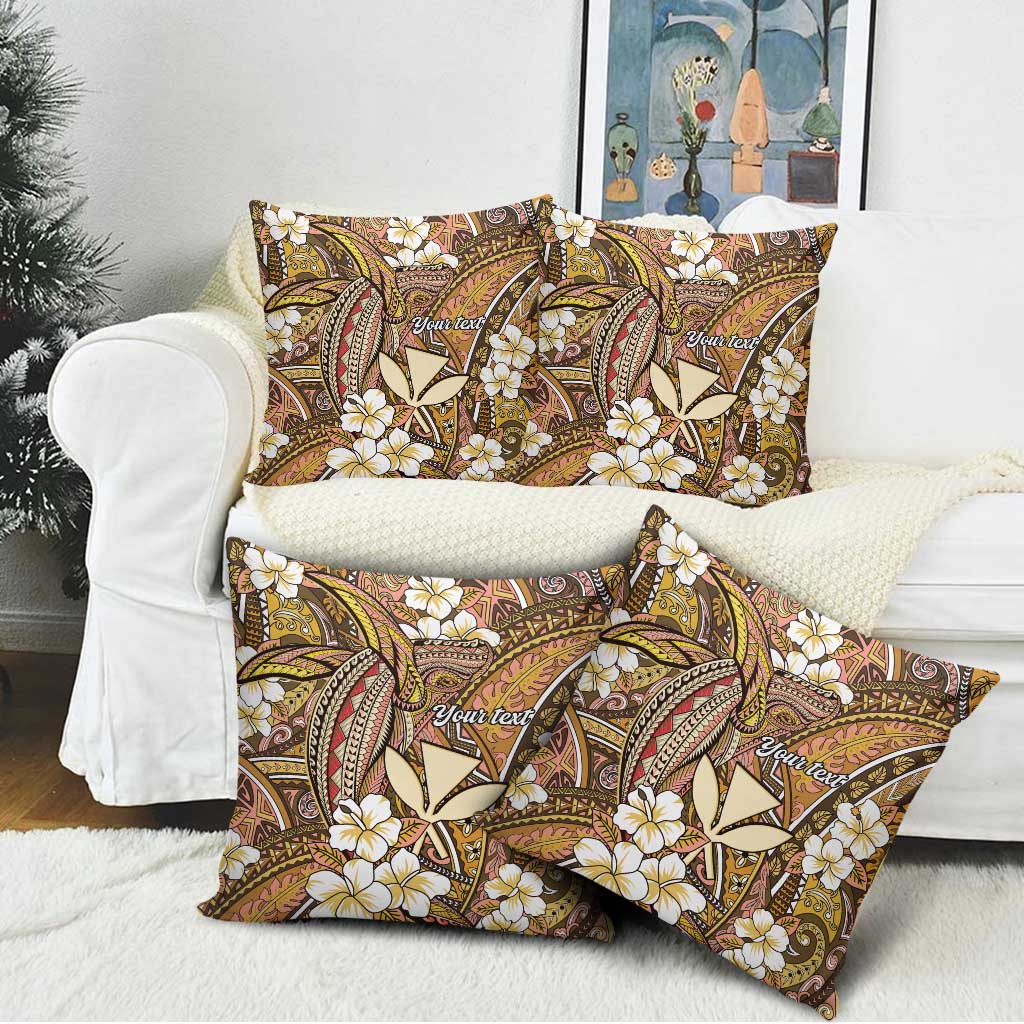 Personalised Hawaii Tribal Humpback Whale Pillow Cover Melemele Hibiscus Seamless Pattern