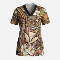 Personalised Hawaii Tribal Humpback Whale Scrub Top Melemele Hibiscus Seamless Pattern