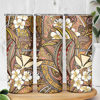 Personalised Hawaii Tribal Humpback Whale Skinny Tumbler Melemele Hibiscus Seamless Pattern