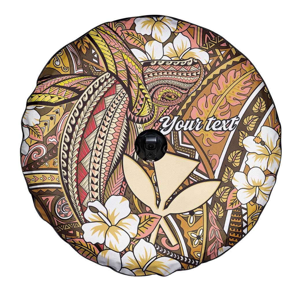 Personalised Hawaii Tribal Humpback Whale Spare Tire Cover Melemele Hibiscus Seamless Pattern