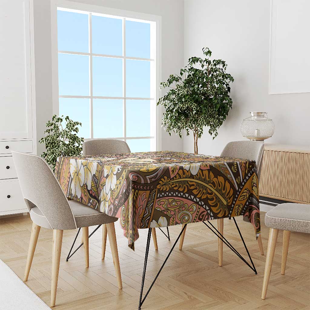 Personalised Hawaii Tribal Humpback Whale Tablecloth Melemele Hibiscus Seamless Pattern