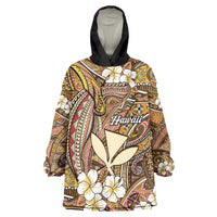 Personalised Hawaii Tribal Humpback Whale Wearable Blanket Hoodie Melemele Hibiscus Seamless Pattern