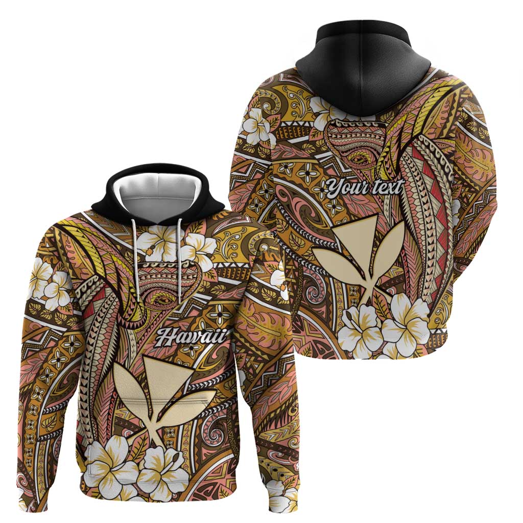 Personalised Hawaii Tribal Humpback Whale Zip Hoodie Melemele Hibiscus Seamless Pattern