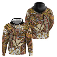 Personalised Hawaii Tribal Humpback Whale Zip Hoodie Melemele Hibiscus Seamless Pattern