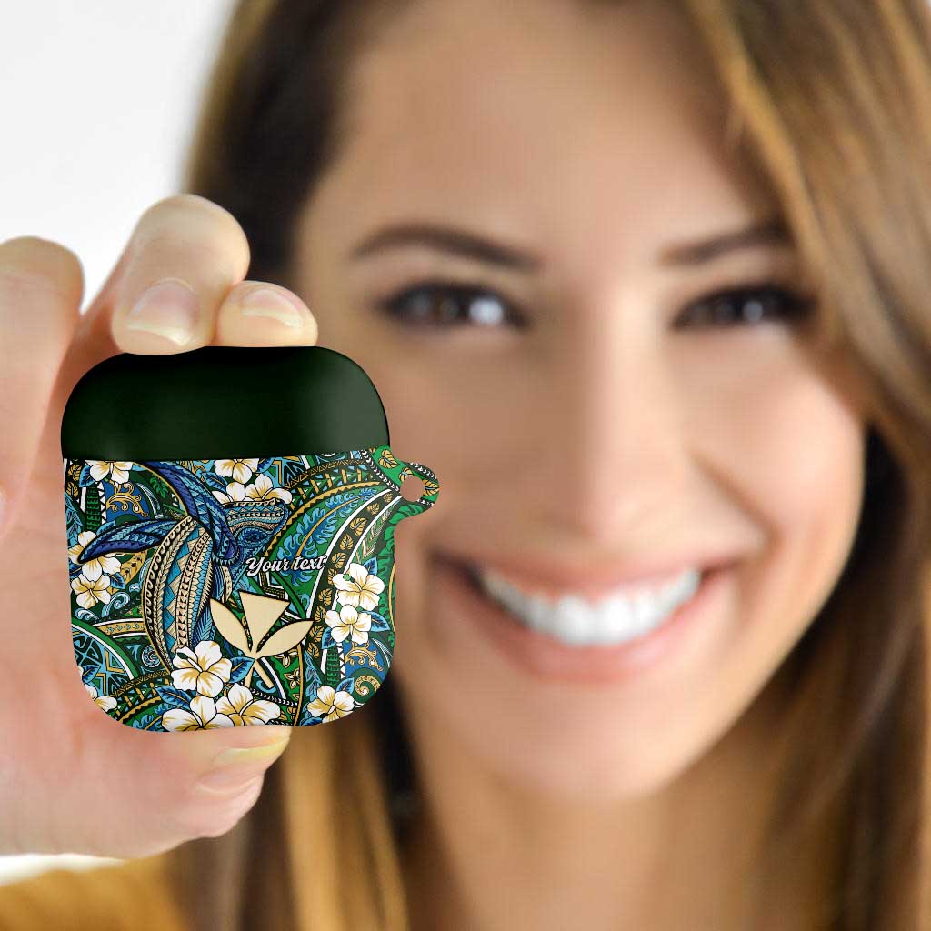 Personalised Hawaii Tribal Humpback Whale AirPods Case Omaomao Hibiscus Seamless Pattern