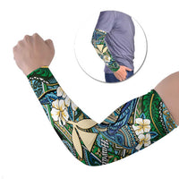 Personalised Hawaii Tribal Humpback Whale Arm Sleeves Omaomao Hibiscus Seamless Pattern