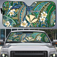 Personalised Hawaii Tribal Humpback Whale Auto Sun Shade Omaomao Hibiscus Seamless Pattern