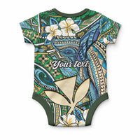 Personalised Hawaii Tribal Humpback Whale Baby Onesie Omaomao Hibiscus Seamless Pattern LT9 - Polynesian Pride