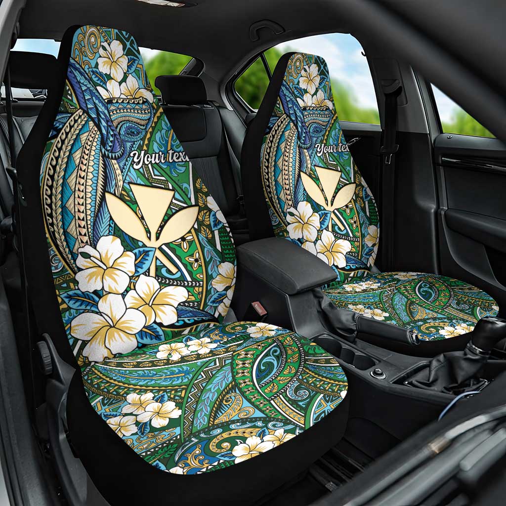 Personalised Hawaii Tribal Humpback Whale Car Seat Cover Omaomao Hibiscus Seamless Pattern