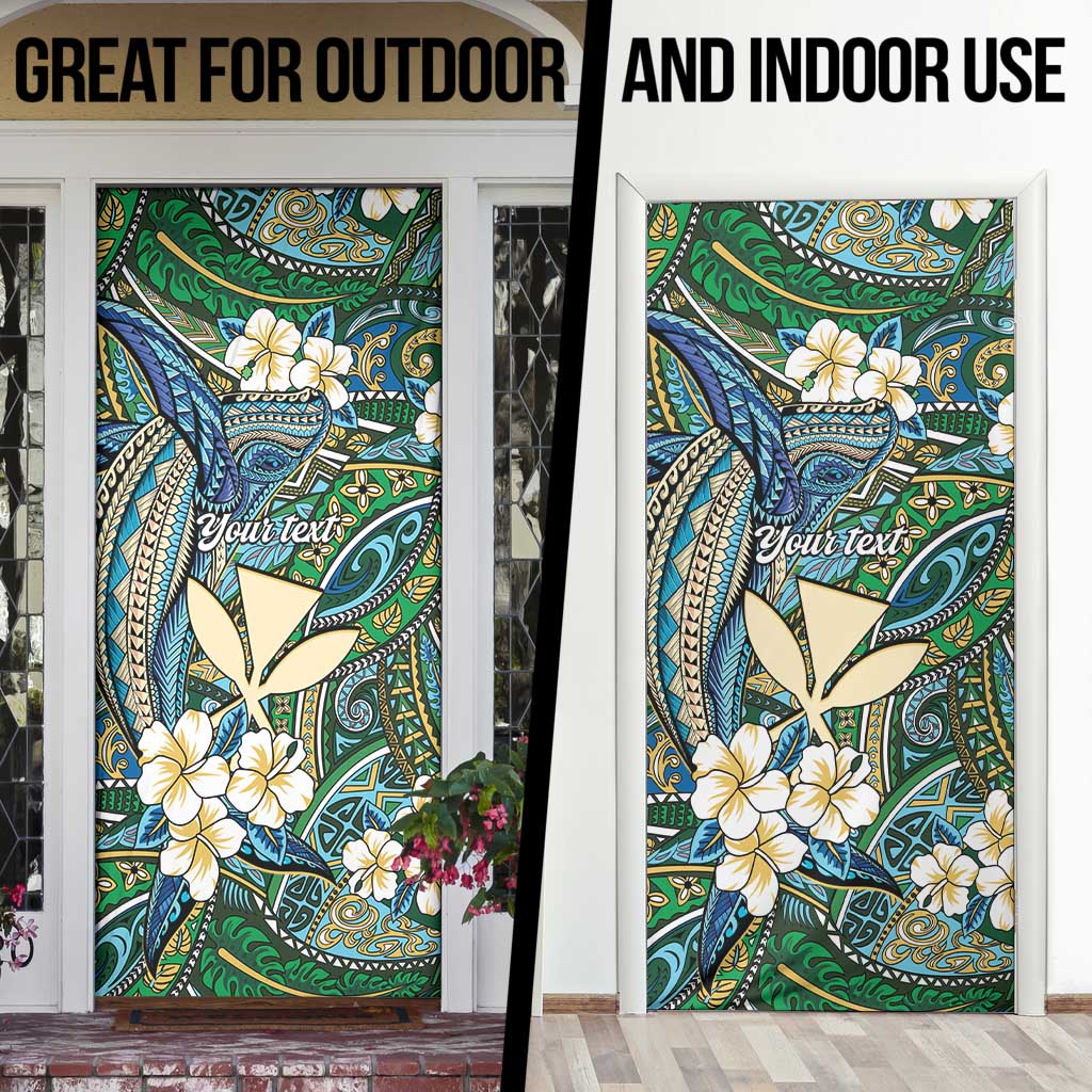 Personalised Hawaii Tribal Humpback Whale Door Cover Omaomao Hibiscus Seamless Pattern