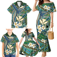 Personalised Hawaii Tribal Humpback Whale Family Matching Mermaid Dress and Hawaiian Shirt Omaomao Hibiscus Seamless Pattern LT9 - Polynesian Pride