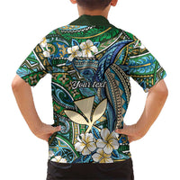 Personalised Hawaii Tribal Humpback Whale Kid Hawaiian Shirt Omaomao Hibiscus Seamless Pattern