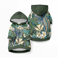 Personalised Hawaii Tribal Humpback Whale Pet Hoodie Omaomao Hibiscus Seamless Pattern LT9 Pullover Blue - Polynesian Pride
