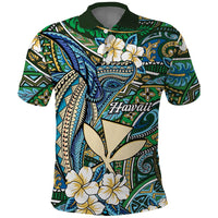 Personalised Hawaii Tribal Humpback Whale Polo Shirt Omaomao Hibiscus Seamless Pattern