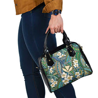 Personalised Hawaii Tribal Humpback Whale Shoulder Handbag Omaomao Hibiscus Seamless Pattern