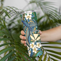 Personalised Hawaii Tribal Humpback Whale Skinny Tumbler Omaomao Hibiscus Seamless Pattern