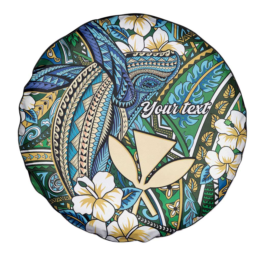 Personalised Hawaii Tribal Humpback Whale Spare Tire Cover Omaomao Hibiscus Seamless Pattern
