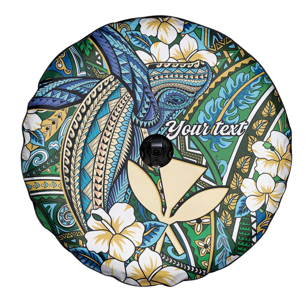 Personalised Hawaii Tribal Humpback Whale Spare Tire Cover Omaomao Hibiscus Seamless Pattern