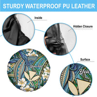 Personalised Hawaii Tribal Humpback Whale Spare Tire Cover Omaomao Hibiscus Seamless Pattern