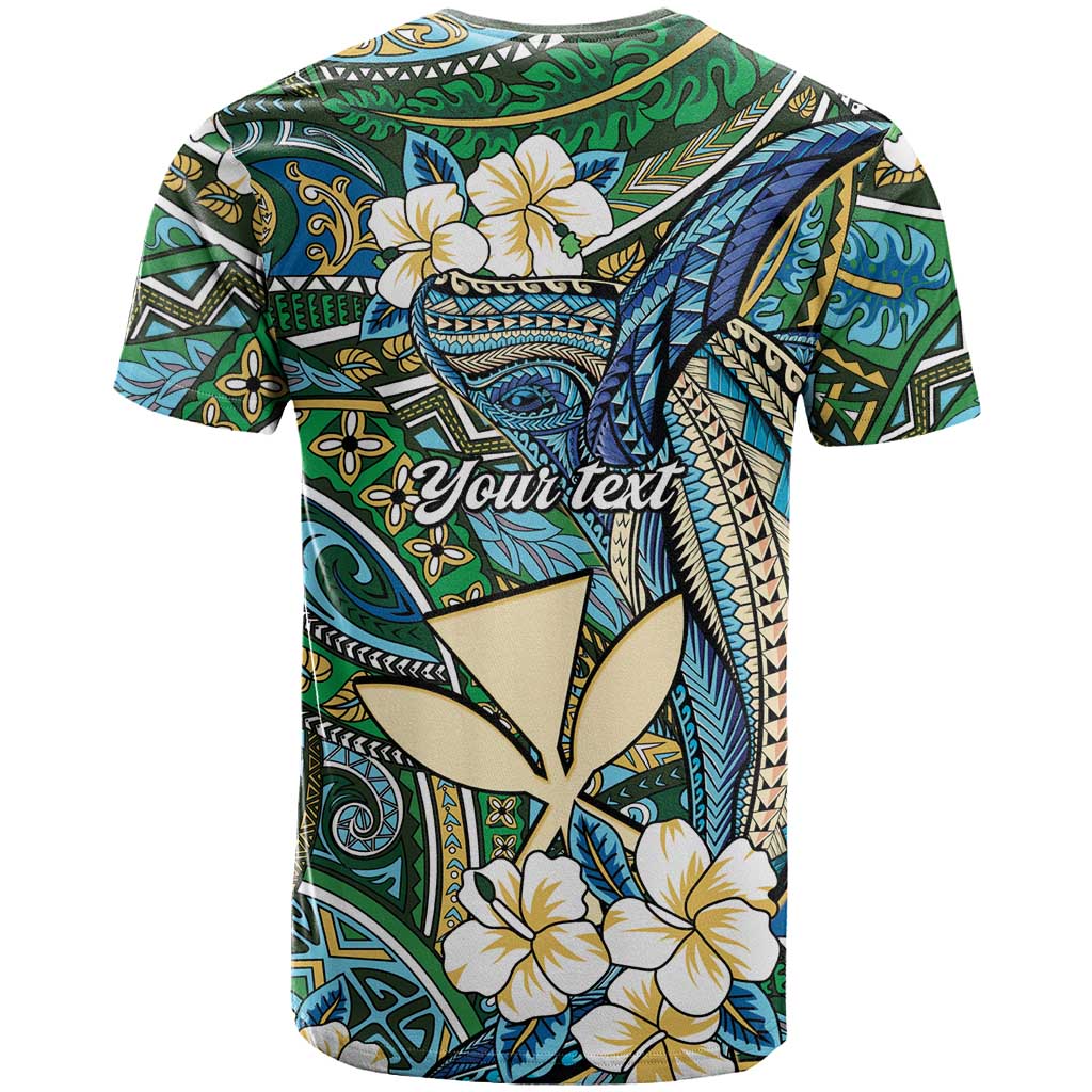 Personalised Hawaii Tribal Humpback Whale T Shirt Omaomao Hibiscus Seamless Pattern