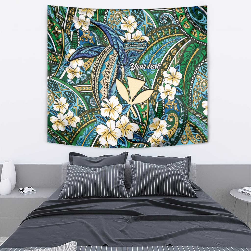Personalised Hawaii Tribal Humpback Whale Tapestry Omaomao Hibiscus Seamless Pattern