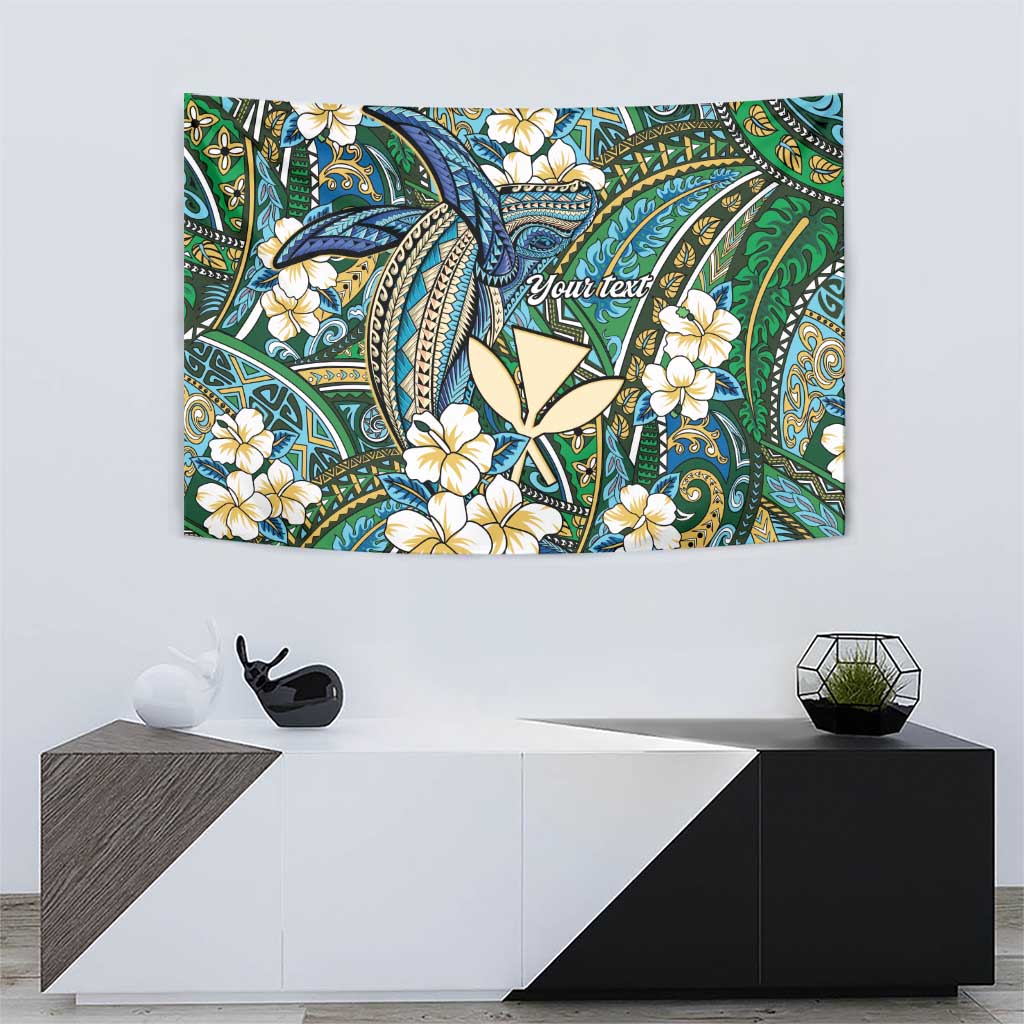 Personalised Hawaii Tribal Humpback Whale Tapestry Omaomao Hibiscus Seamless Pattern