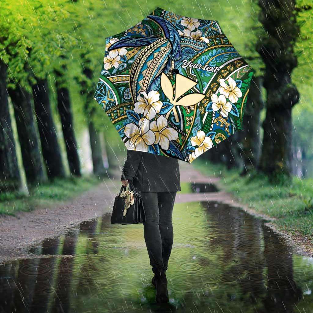 Personalised Hawaii Tribal Humpback Whale Umbrella Omaomao Hibiscus Seamless Pattern