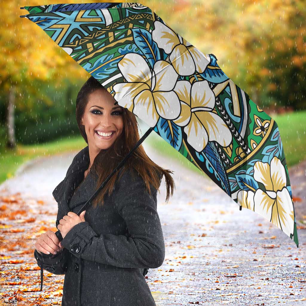 Personalised Hawaii Tribal Humpback Whale Umbrella Omaomao Hibiscus Seamless Pattern