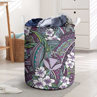 Personalised Hawaii Tribal Humpback Whale Laundry Basket Poni Hibiscus Seamless Pattern