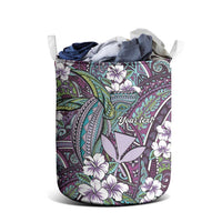 Personalised Hawaii Tribal Humpback Whale Laundry Basket Poni Hibiscus Seamless Pattern