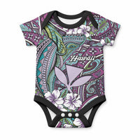 Personalised Hawaii Tribal Humpback Whale Baby Onesie Poni Hibiscus Seamless Pattern LT9 Blue - Polynesian Pride