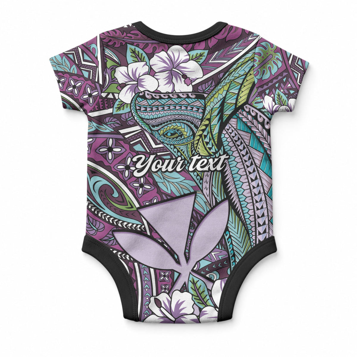 Personalised Hawaii Tribal Humpback Whale Baby Onesie Poni Hibiscus Seamless Pattern LT9 - Polynesian Pride
