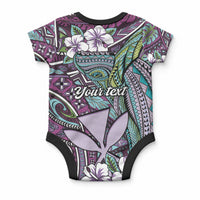 Personalised Hawaii Tribal Humpback Whale Baby Onesie Poni Hibiscus Seamless Pattern LT9 - Polynesian Pride