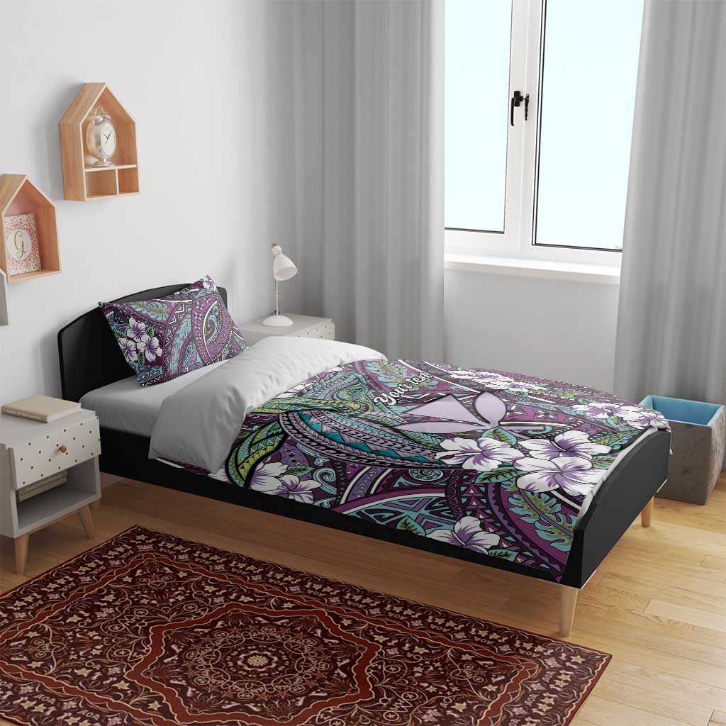 Personalised Hawaii Tribal Humpback Whale Bedding Set Poni Hibiscus Seamless Pattern