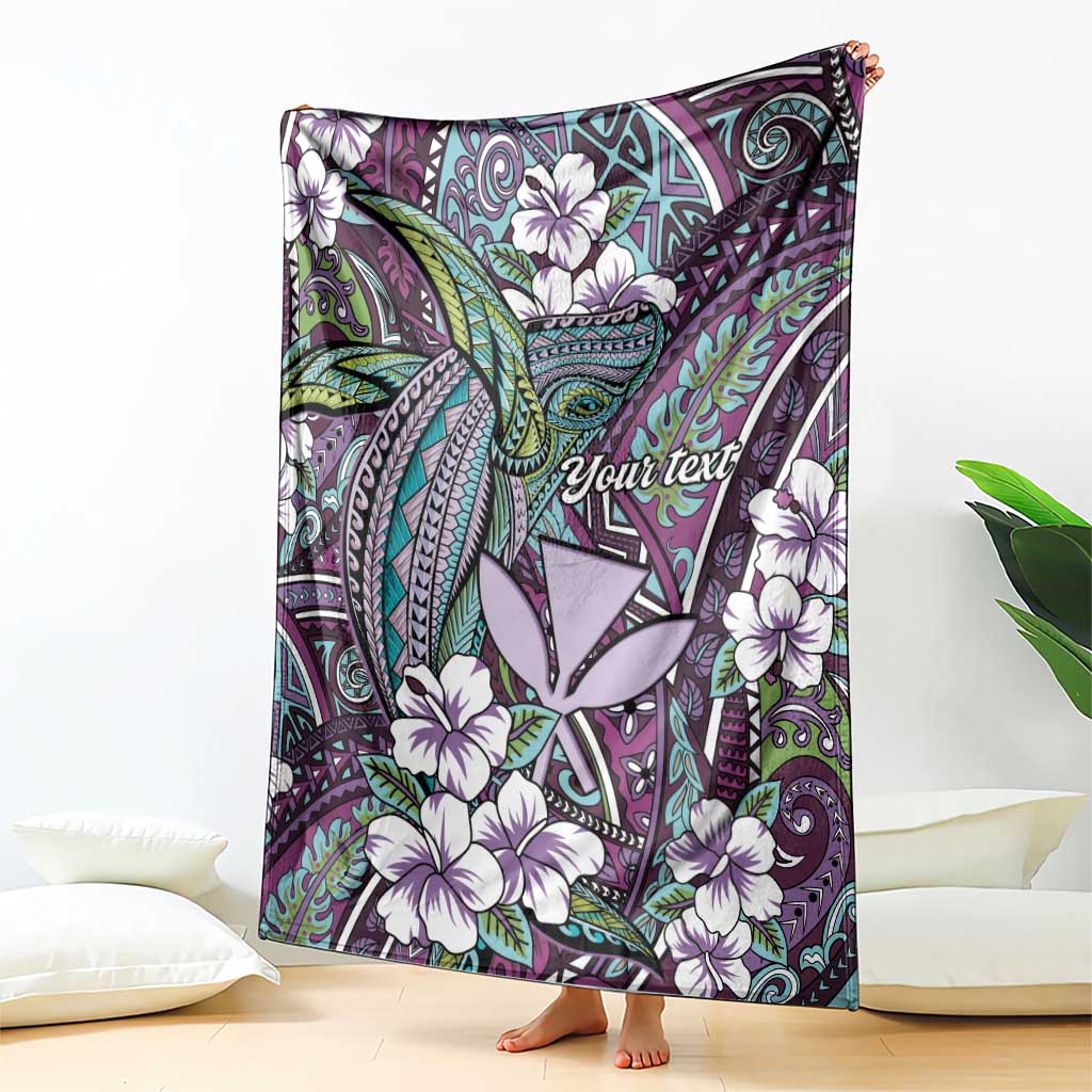 Personalised Hawaii Tribal Humpback Whale Blanket Poni Hibiscus Seamless Pattern