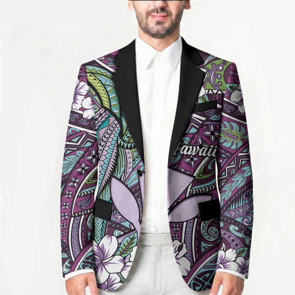 Personalised Hawaii Tribal Humpback Whale Blazer Poni Hibiscus Seamless Pattern