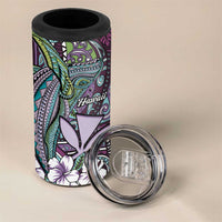 Personalised Hawaii Tribal Humpback Whale 4 in 1 Can Cooler Tumbler Poni Hibiscus Seamless Pattern