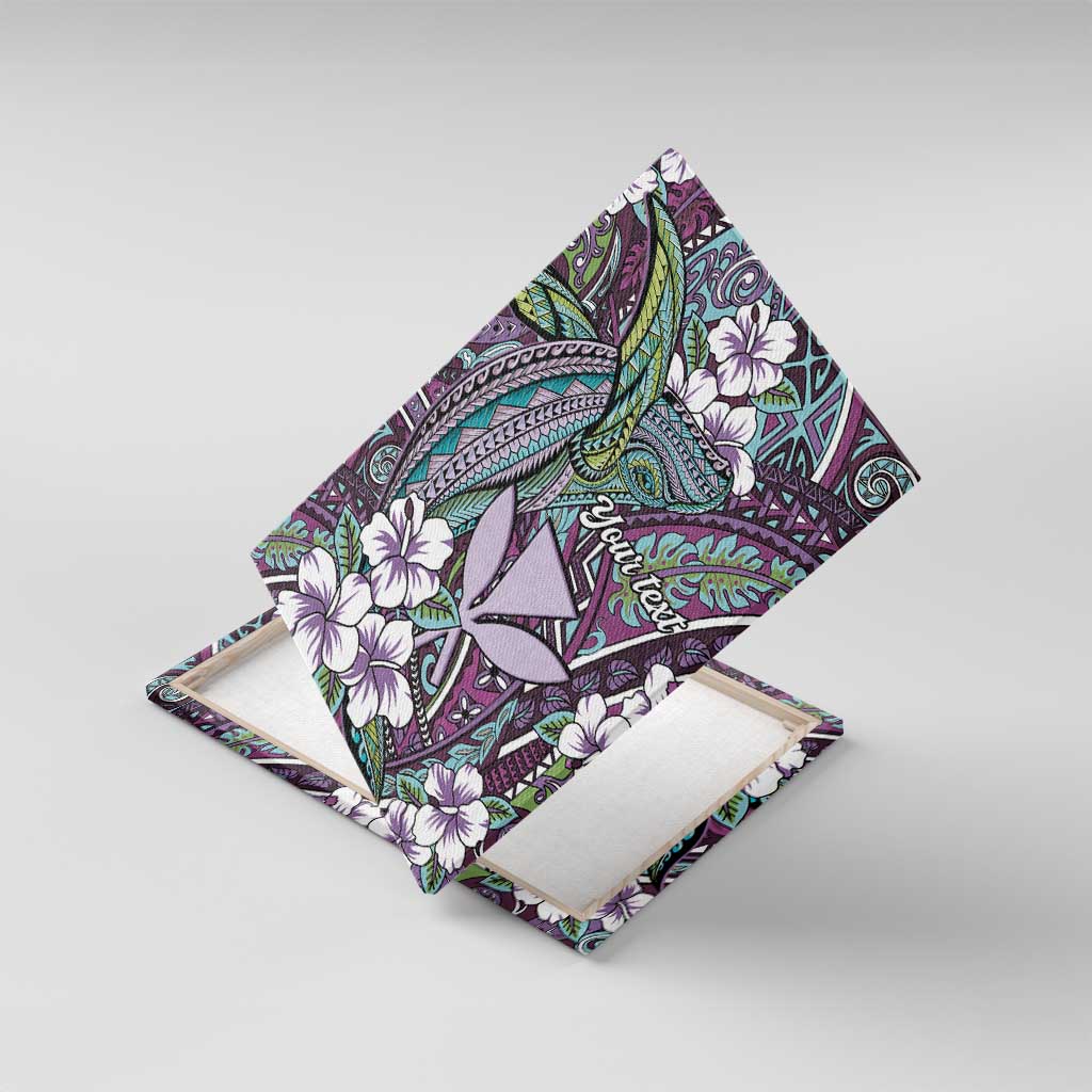 Personalised Hawaii Tribal Humpback Whale Canvas Wall Art Poni Hibiscus Seamless Pattern