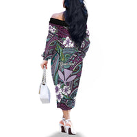 Personalised Hawaii Tribal Humpback Whale Family Matching Off The Shoulder Long Sleeve Dress and Hawaiian Shirt Poni Hibiscus Seamless Pattern LT9 - Polynesian Pride