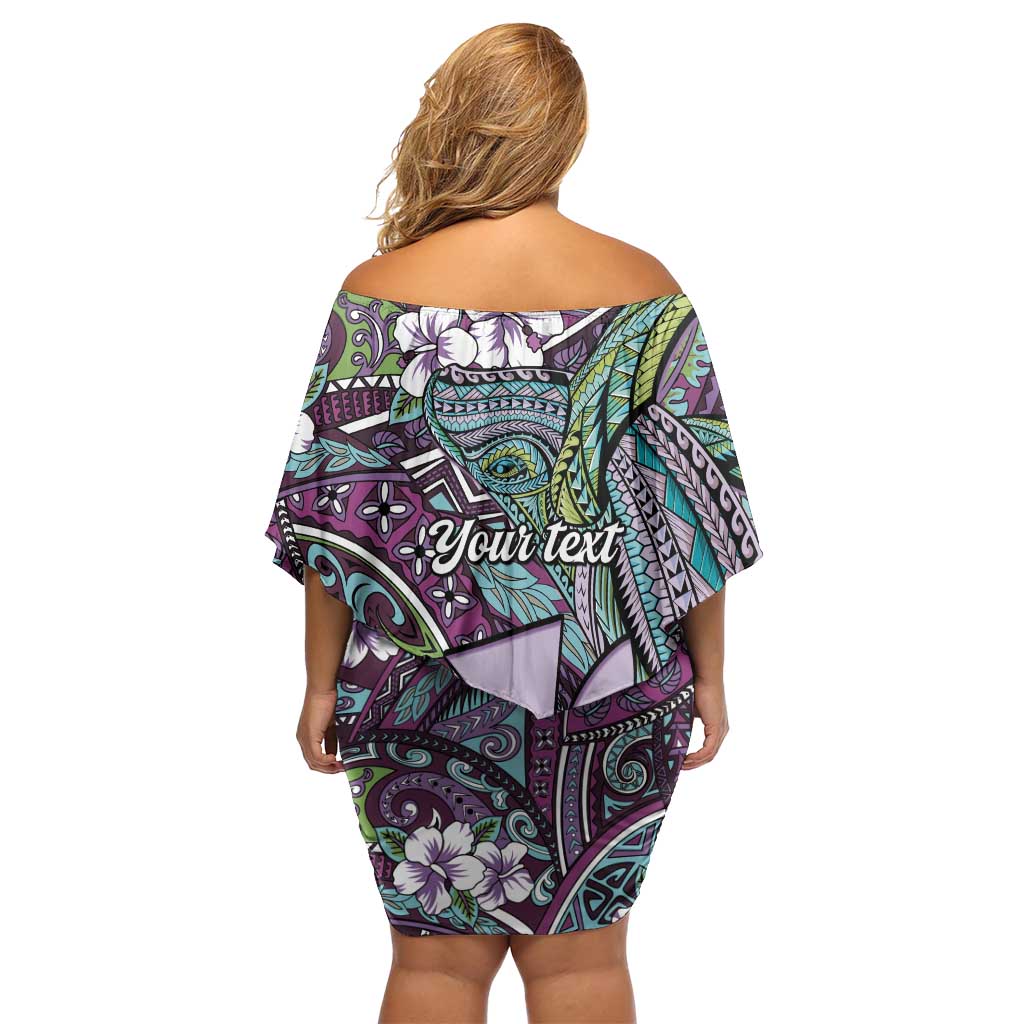 Personalised Hawaii Tribal Humpback Whale Family Matching Off Shoulder Short Dress and Hawaiian Shirt Poni Hibiscus Seamless Pattern LT9 - Polynesian Pride