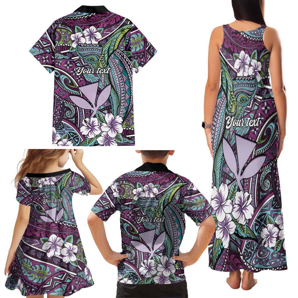 Personalised Hawaii Tribal Humpback Whale Family Matching Tank Maxi Dress and Hawaiian Shirt Poni Hibiscus Seamless Pattern LT9 - Polynesian Pride