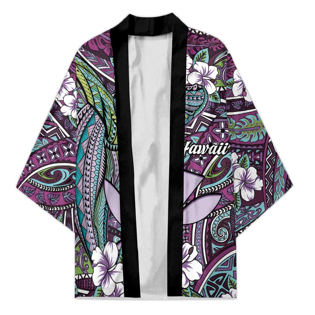 Personalised Hawaii Tribal Humpback Whale Kimono Poni Hibiscus Seamless Pattern